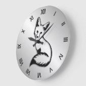 シルバーキツネローマ数字 ラージ壁時計 (傾斜)