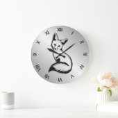 シルバーキツネローマ数字 ラージ壁時計 (ホーム)