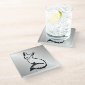 シルバーキツネ ガラスコースター (アングル)