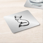 シルバーキツネ スクエアペーパーコースター (アングル)