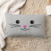 シルバーキティ猫かわいい動物顔デザイン ランバークッション (ブランケット)