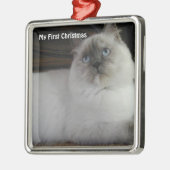 シルバーキャットマイ初めてのクリスマス写真オーナメント メタルオーナメント (左)