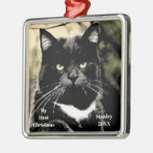 シルバーキャットマイ初めてのクリスマス写真オーナメント メタルオーナメント (左)