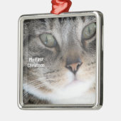 シルバーキャットマイ初めてのクリスマス写真オーナメント メタルオーナメント (左)
