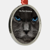 シルバーキャットマイ初めてのクリスマス写真オーナメント メタルオーナメント (右)