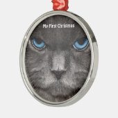 シルバーキャットマイ初めてのクリスマス写真オーナメント メタルオーナメント (左)