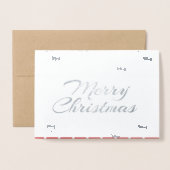 シルバーキャンディーケーンクリスマス 箔カード (封筒付き正面)