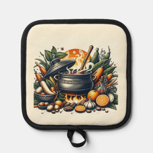 シルバーキルティング熱保護オーブンミット 鍋敷き (正面)