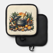 シルバーキルティング熱保護オーブンミット 鍋敷き (正面/裏面)