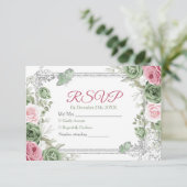 シルバーキンセアニラセージグリーンクラウンRsvpカード サンキューカード (スタンド正面)