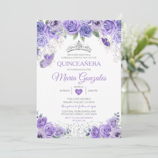 シルバーキンセアニラパープルクラウンメキシカンバタフライ 招待状 (スタンド正面)