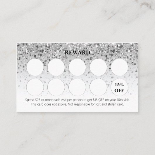 シルバーギルターロイヤリティカード爪、 ネイルサロン ロイヤリティカード (裏面)