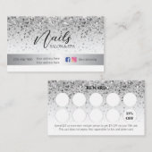 シルバーギルターロイヤリティカード爪、 ネイルサロン ロイヤリティカード (正面/裏面)