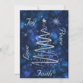 シルバークモダンリスマスツリーブルー写真テンプレート シーズンカード (正面)