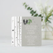 シルバークラウド樺の木ヴィンテージ鳥の結婚式の招待 招待状 (スタンド正面)