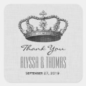 シルバークラウンありがとうござ結婚う新郎新婦のV02 スクエアシール (正面)