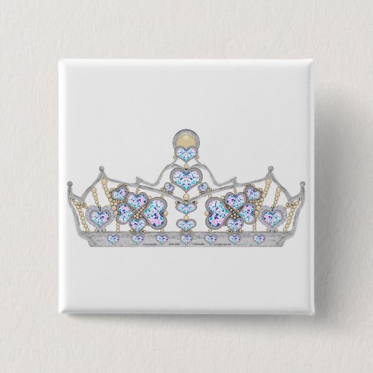 シルバークラウンのハートの輝くファッション 缶バッジ (正面)