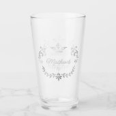 シルバークラウンクレストパーソナライズされたガラス タンブラーグラス (正面)