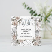 シルバークラウンシャビーシックフローラグリッターグラム 招待状 (スタンド正面)