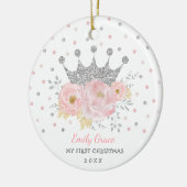シルバークラウンプリンセスベビー第1クリスマス セラミックオーナメント (左)
