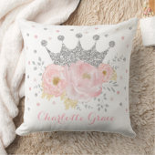シルバークラウンプリンセス王室の赤面ピンクフローラベビー クッション (ブランケット)