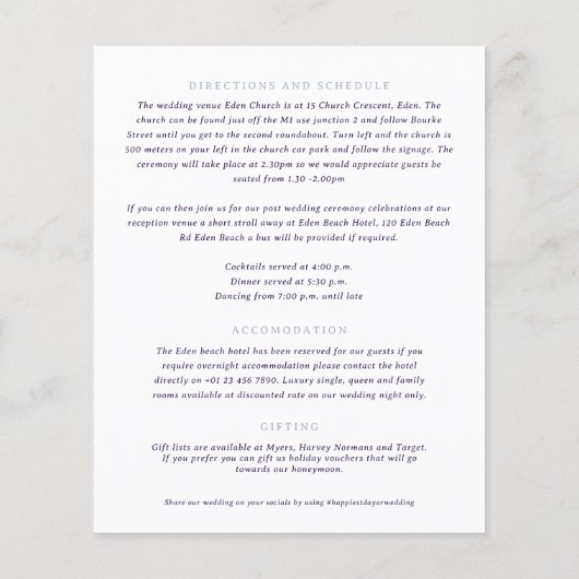 シルバークラウンモ結婚ノグラムのゲスト情報 (裏面)