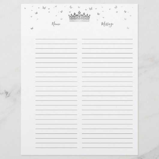 シルバークラウンライニング紙ゲストブックフィラーページ (正面)