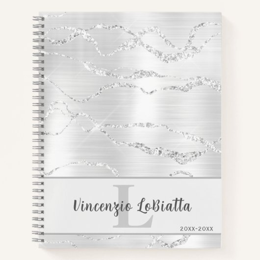 シルバークリスタルアゲートジェムゲーデグリッター ノートブック (正面)