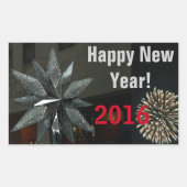 シルバークリスタルスターハッピーニューイヤー 長方形シール (正面)