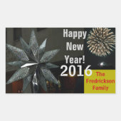 シルバークリスタルスターハッピーニューイヤー 長方形シール (正面)