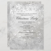 シルバークリスタルスノーフレーククリスマスパーティー招待状 招待状 (正面/裏面)