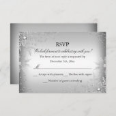 シルバークリスタルスノーフレーククリスマスパーティーRSVP 出欠カード (正面/裏面)