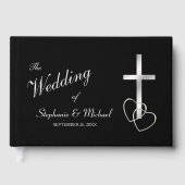 シルバークリスチャンクロス結婚オンブラックズゲストブック ゲストブック (正面)
