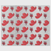 シルバークリスマスにカウボーイハットとキャンディカン ラッピングペーパー (フラット)