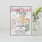 シルバークリスマスウォーターカラーウィンターラットスケートで滑る 招待状 (スタンド正面)