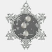 シルバークリスマスオーナメントズホリデイオーナメント スノーフレークピューターオーナメント (正面)