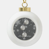 シルバークリスマスオーナメントズホリデイオーナメント セラミックボールオーナメント (正面)