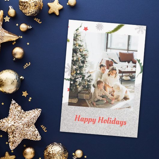 シルバークリスマスカードのクリスマスパターン写真