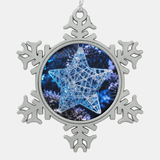 シルバークリスマススターオブベツレヘムオーナメント スノーフレークピューターオーナメント (正面)