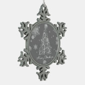 シルバークリスマスツリーアンドスノーフレークオーナメント スノーフレークピューターオーナメント (左)