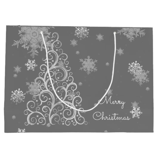 シルバークリスマスツリーアンドスノーフレーク抱き枕 ラージペーパーバッグ (裏面)