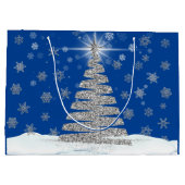 シルバークリスマスツリーオンブルーホリデー ラージペーパーバッグ (裏面)