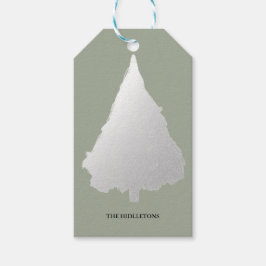シルバークリスマスツリーモダンホリデー ギフトタグ