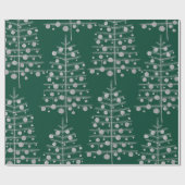 シルバークリスマスツリーラデンとオーナメントグリーン ラッピングペーパー (フラット)