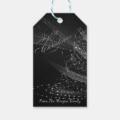 シルバークリスマスツリー、ブラックパーソナライズされた- ギフトタグ (正面)