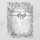 シルバークリスマスツリー、ボーググレークリスマスパーティー 招待状 (正面/裏面)