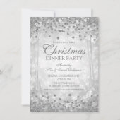 シルバークリスマスパーティーグリッターウィンターグラム 招待状 (正面)