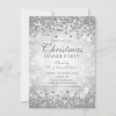 シルバークリスマスパーティーグリッター冬季 招待状 (正面)