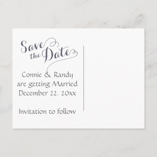 シルバークリスマスフォトウェディングデートを保存 案内ポストカード (裏面)