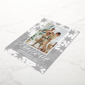 シルバークリスマスフォト信じフォイルホリデーカード 箔シーズンカード (回転した状態)